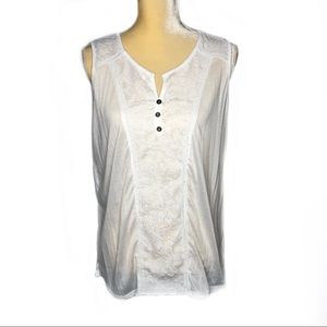 Jason Maxwell Sheer Lace Front Tank Top White Lrg.